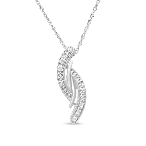 .925 Sterling Silver 1/20 cttw Round Cut Diamond Fashion Pendant Necklace